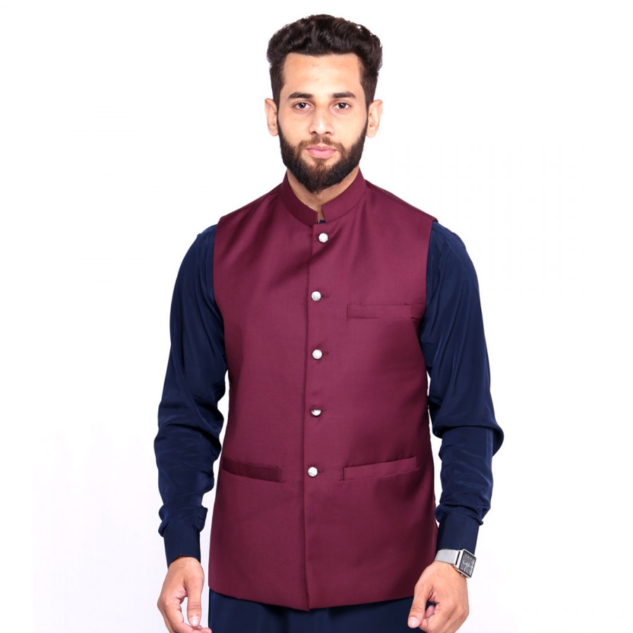 Kamaal Khan Maroon Suiting  Waistcoat For Men - KK-43